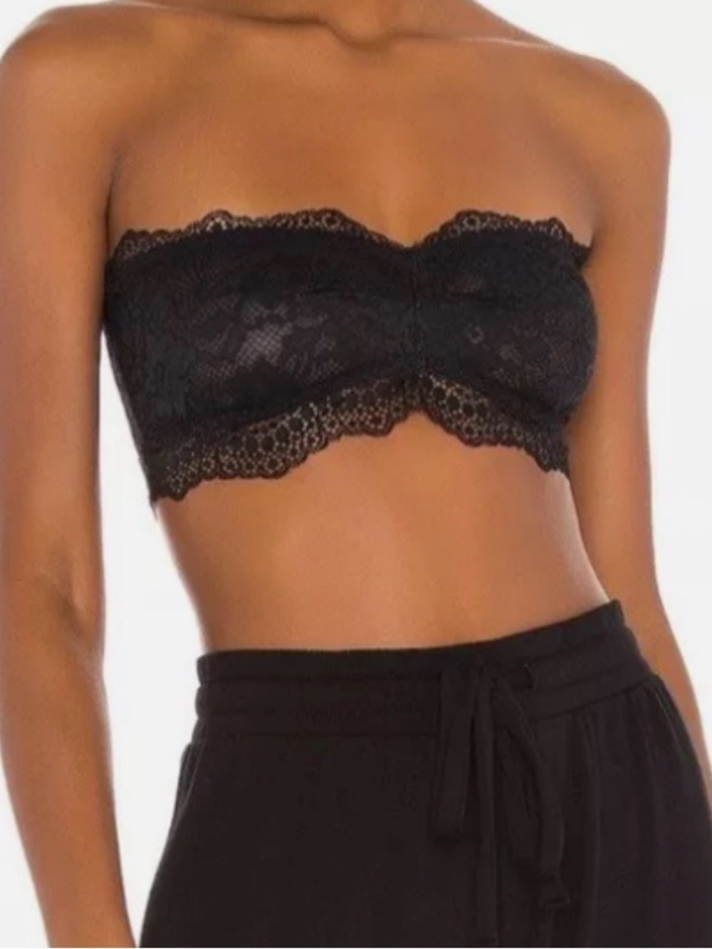 Free People Black Lace Strapless Bandeau